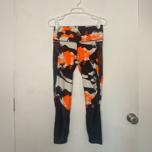 Under Armour Orange & Black Mesh Compression Leggings, Size M